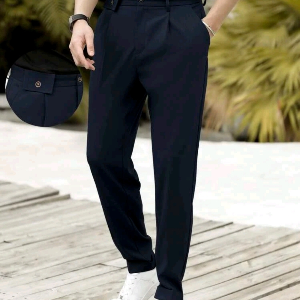 Manfinity Men Slant Pocket Fold Pleated Pants